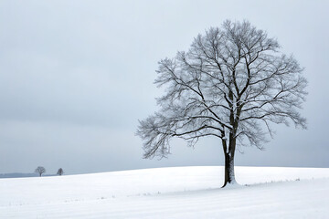Solitary Tree in a Snowy Landscape