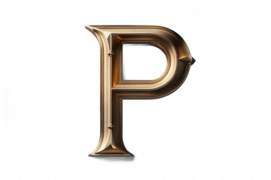 Ornate Letter P, transparent background, white background