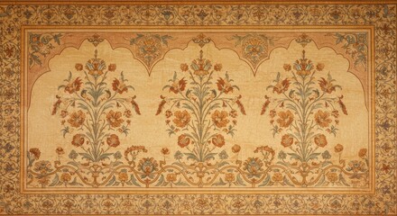 Traditional Indian Soft Mughal Fresco Wall Texture Aged Patina Interior Art