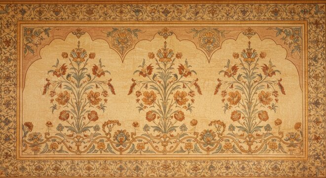 Traditional Indian Soft Mughal Fresco Wall Texture Aged Patina Interior Art