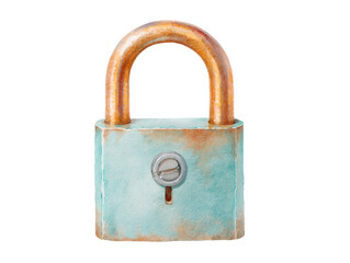 Naklejka premium A rusty blue lock with a keyhole