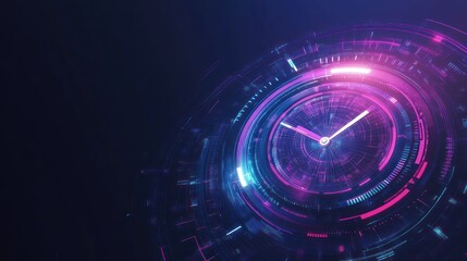 Cyberpunk Timepiece: A Futuristic Clock Display in Neon Purple and Blue