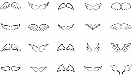 wings icons  set of black wings icons  bird wings  (3).eps