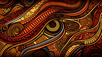 Colorful and intricate African motif with swirling patterns, ideal as background