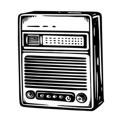 A hand drawn illustration of a transistor radio 