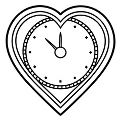 Romantic Heart Timepiece Line  Art