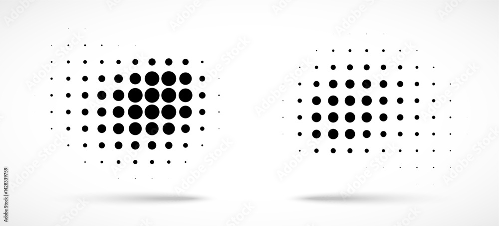 Wall mural halftone vector dots curved gradient pattern background. curve dotted spots using halftone circle do