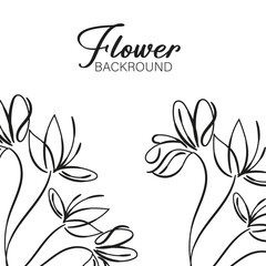 Elegant Black Line Art Flower Background for Design