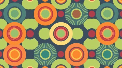 Fototapeta premium Colorful Abstract Circle Pattern Design Background Seamless Retro Texture