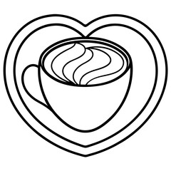 Romantic Latte Heart Line Art