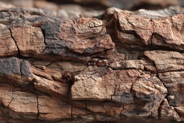 A detailed close-up of rough tree bark showing the intricate patterns and textures, brown and black colors, creates a natural and organic background for use.