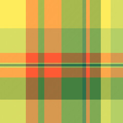 Vibrant plaid pattern in hues of green, yellow,  orange. A versatile background evoking warmth, autumn, and cozy textures. Ideal for design  creative projects.