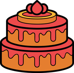 chocolate cake with strawberry vector