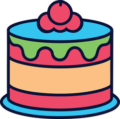 cake with cream, vector illustration of a cake