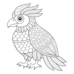 Stylized Bird Line Art for Coloring