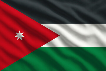 Waving flag of Jordan, Jordanian flag blowing in the wind, full frame smooth fold