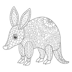 Intricate Aardvark Coloring Page
