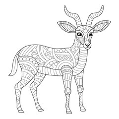 Intricate Antelope Line Art for Coloring