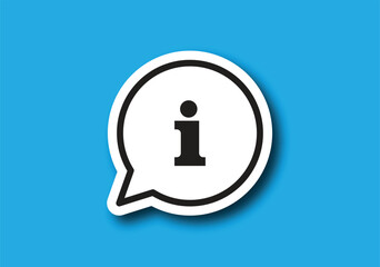 Speech bubble information sign icon, info sign and notification isolated on blue background