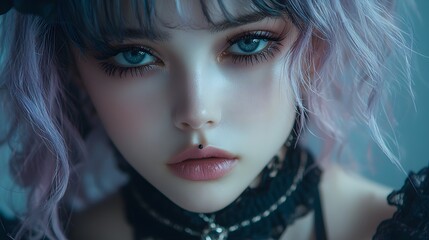 Modern Woman with Pink Hair Close Up