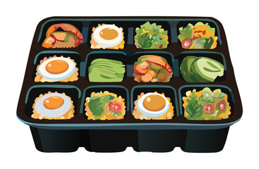 Complete Lunch Meal Bento Food - Vector Illustration