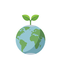 Obraz premium Globe with Green Leaves