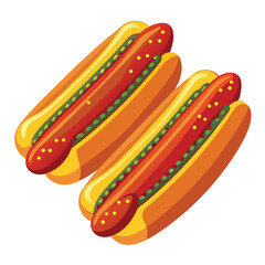 American hot dogs set isolated on white background