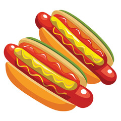 American hot dogs set isolated on white background