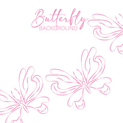 Elegant Pink Butterfly Line Art Background for Design