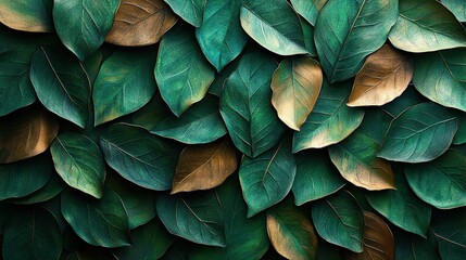 Deep Forest Leaves with Golden Hues