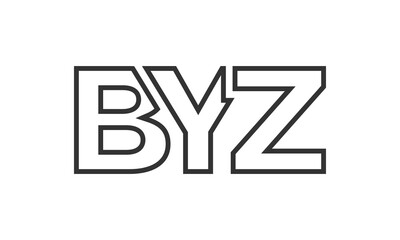 BYZ logo design template with strong and modern bold text. Initial based vector logotype featuring simple and minimal typography. Trendy company identity.