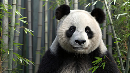 Fototapeta premium Giant panda bear in bamboo forest