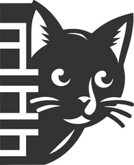 Cat peeking silhouette vector