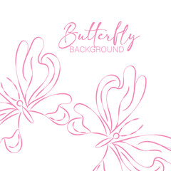 Pink Butterfly Line Art Background Illustration Design