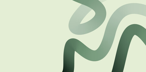 Green Abstract Swirl Lines on Light Background, Minimalist Gradient Wave in Natural Green Tones. 