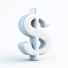 Obraz premium Glossy White Dollar Sign Rendered in 3D on a Simple Gradient Background for Financial and Business Concepts