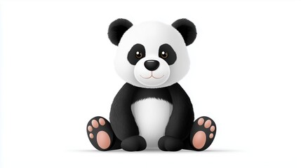 Naklejka premium Cute panda bear cartoon toy sitting. children's plush animal concept