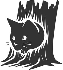 Cat peeking silhouette vector