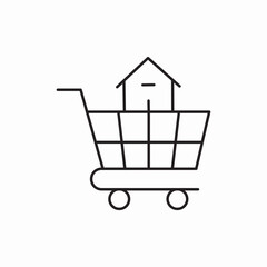 Shopping cart house icon vector sign