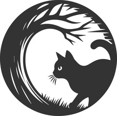 Cat peeking silhouette vector