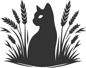 Cat peeking silhouette vector
