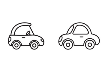 Toy car line art vector illustration.
