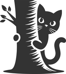 Cat peeking silhouette vector
