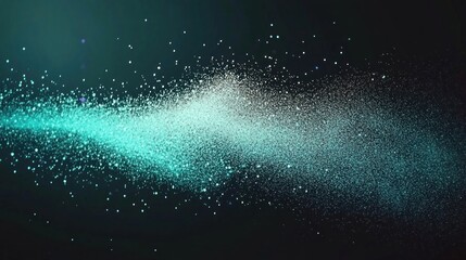 Fototapeta premium Abstract digital illustration of a teal and white particle stream.