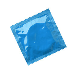 Blue condom isolated on transparent background	