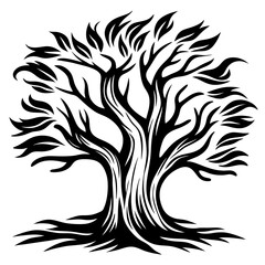 Black Tree Silhouette Tattoo Vector Design
