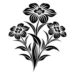 Black Floral Trio Tattoo Vector Design