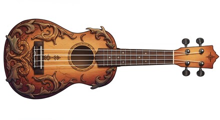 Ornate decorative ukulele musical instrument