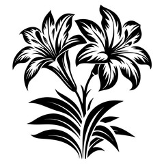 Black Lily Flower Tattoo Vector Design