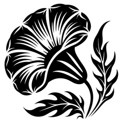 Black Floral Hibiscus Tattoo Vector Design